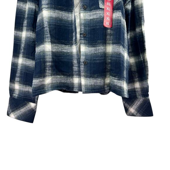 Scotch Soda Blue Plaid Cropped Flannel Top Women Sz XL Tomboy Femm Mountain Town - Picture 9 of 16